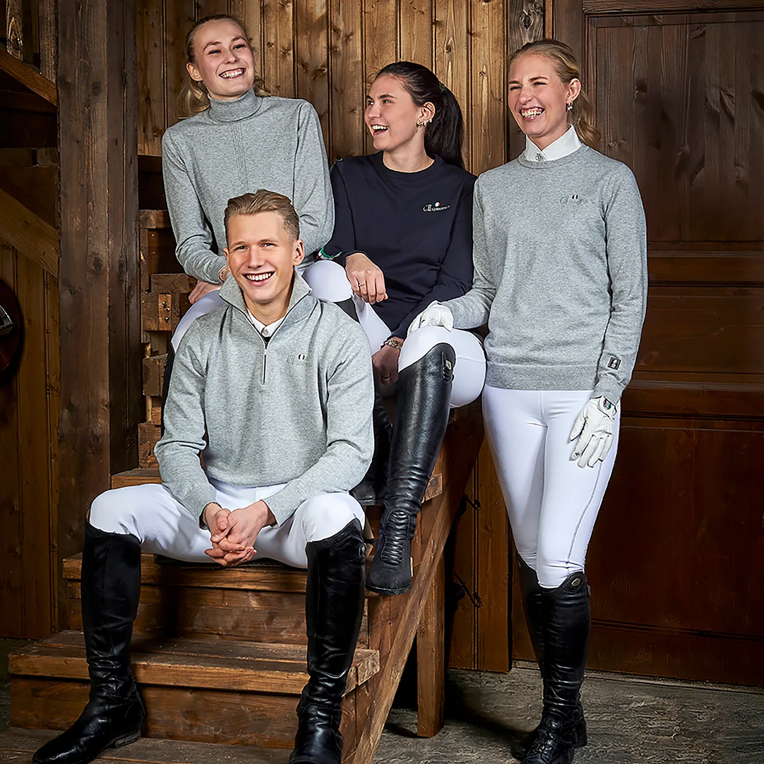 C2E Equestrain Tracy pullover grå melange bomuld