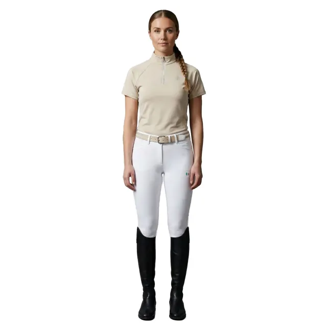 C2E Wembley zip-neck t-shirt sandshell beige