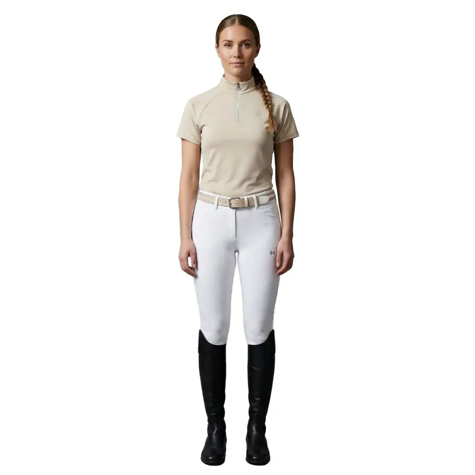 C2E Wembley zip-neck t-shirt sandshell beige