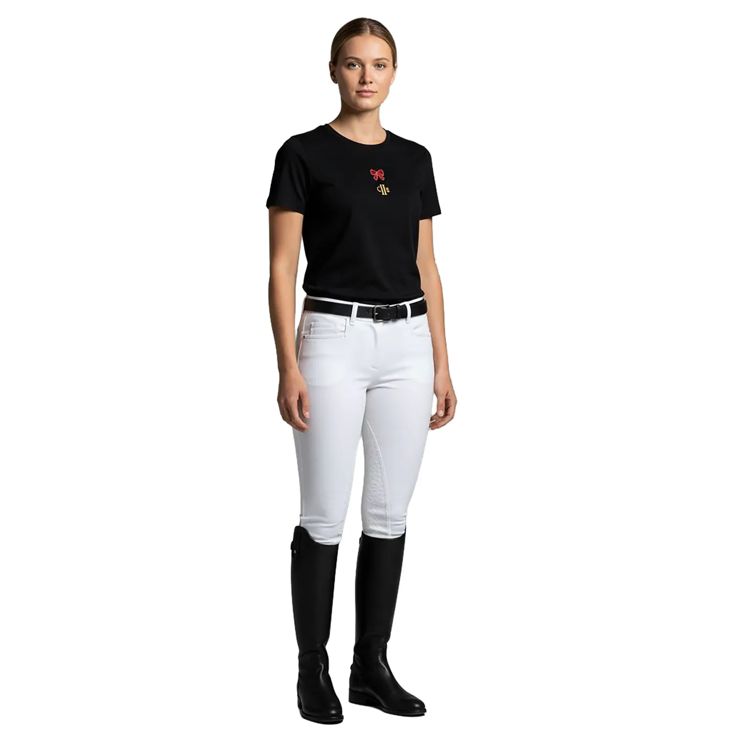 C2E Albergo t-shirt sort dame bomuld broderi