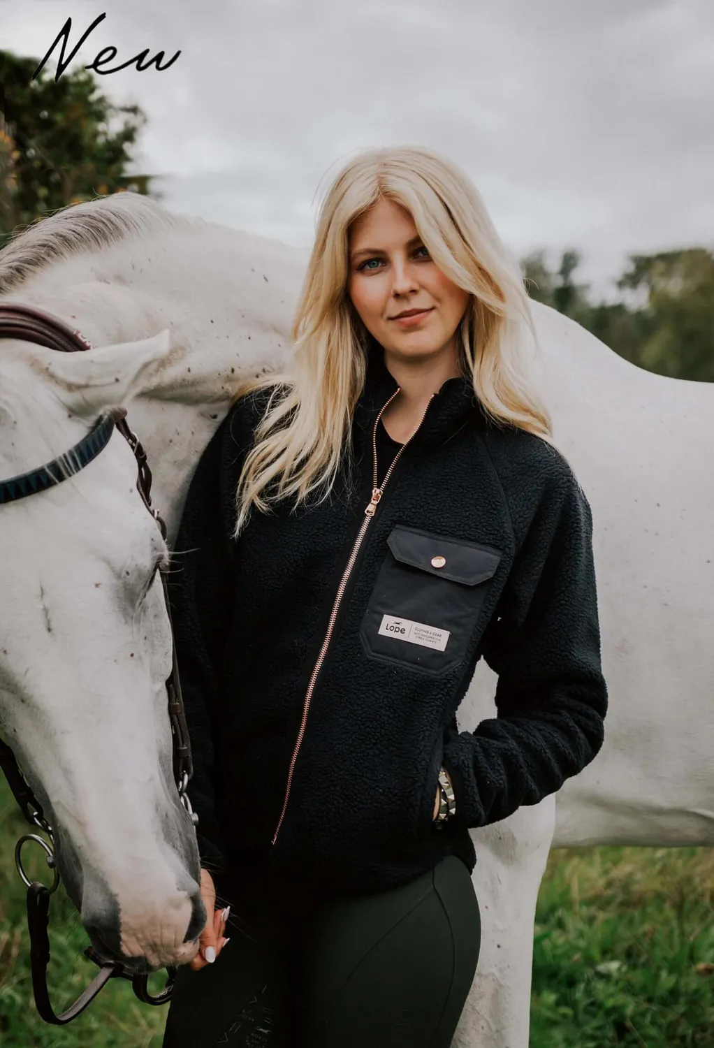 LOPE Stable Fleece fleecejakke junior sort vindtæt