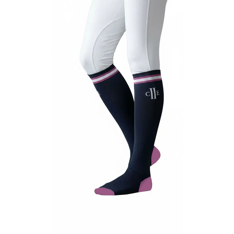 C2E Hyde ridestrømper navy Coolmax knælange