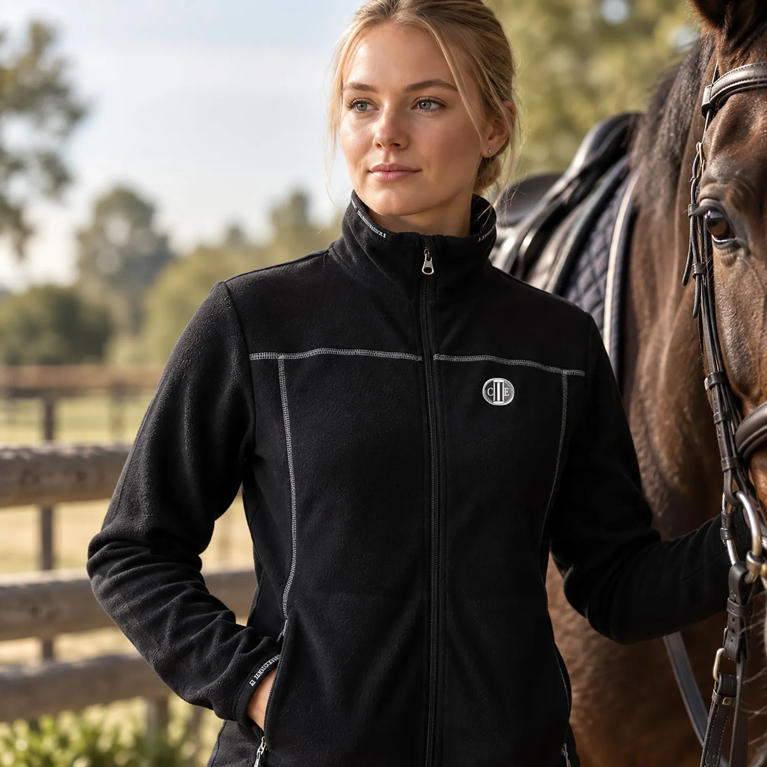 C2E Capistrano microfleece jakke sort S genbrugspolyester