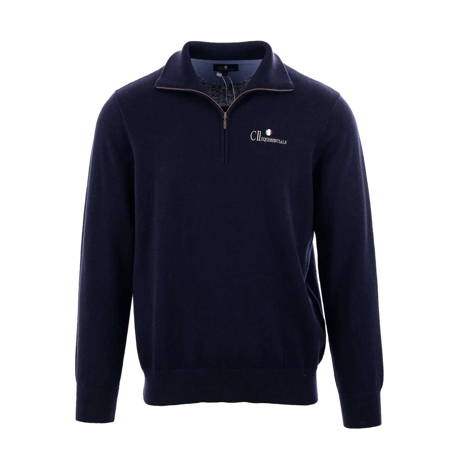 C2E Livermore Striktrøje rullekrave Black Iris cashmere