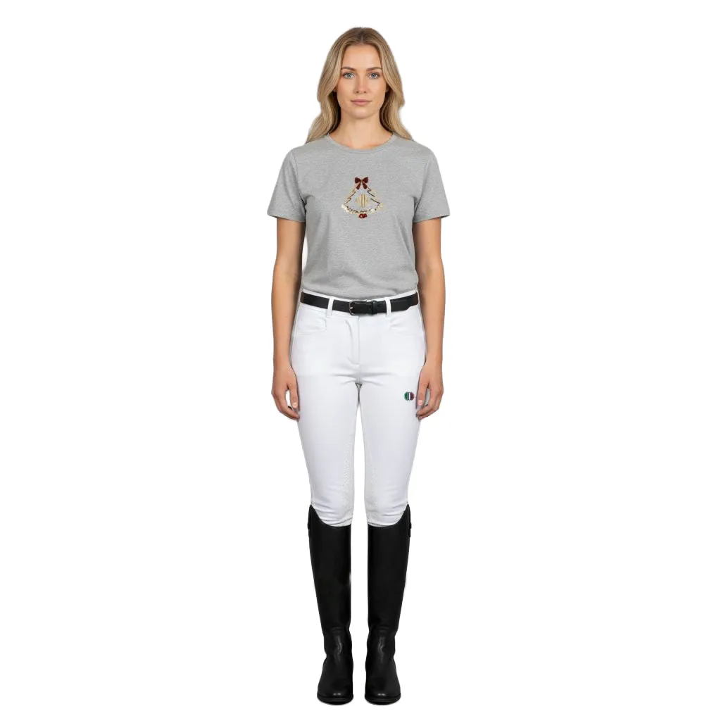 C2E Bucine T-shirt grå mélange dame bomuld broderi