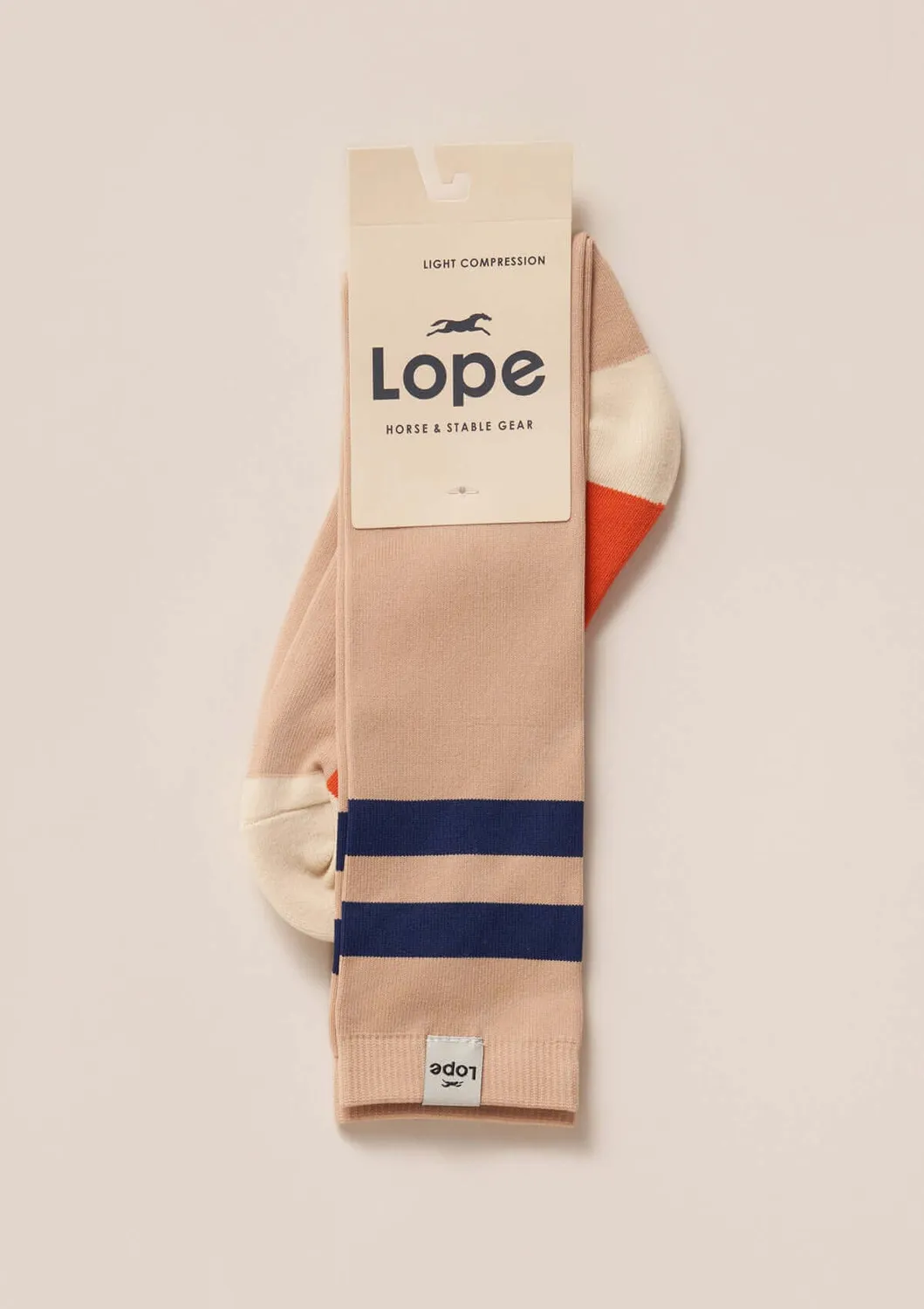 LOPE Just Ride ridestrømper beige stripes 36-38