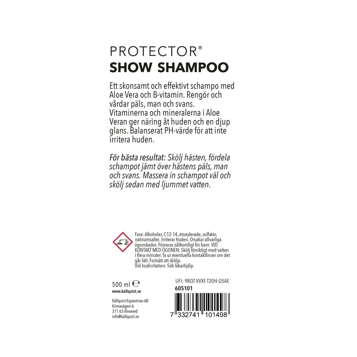 Källquist Show Shampoo hesteshampoo 500 ml aloe vera