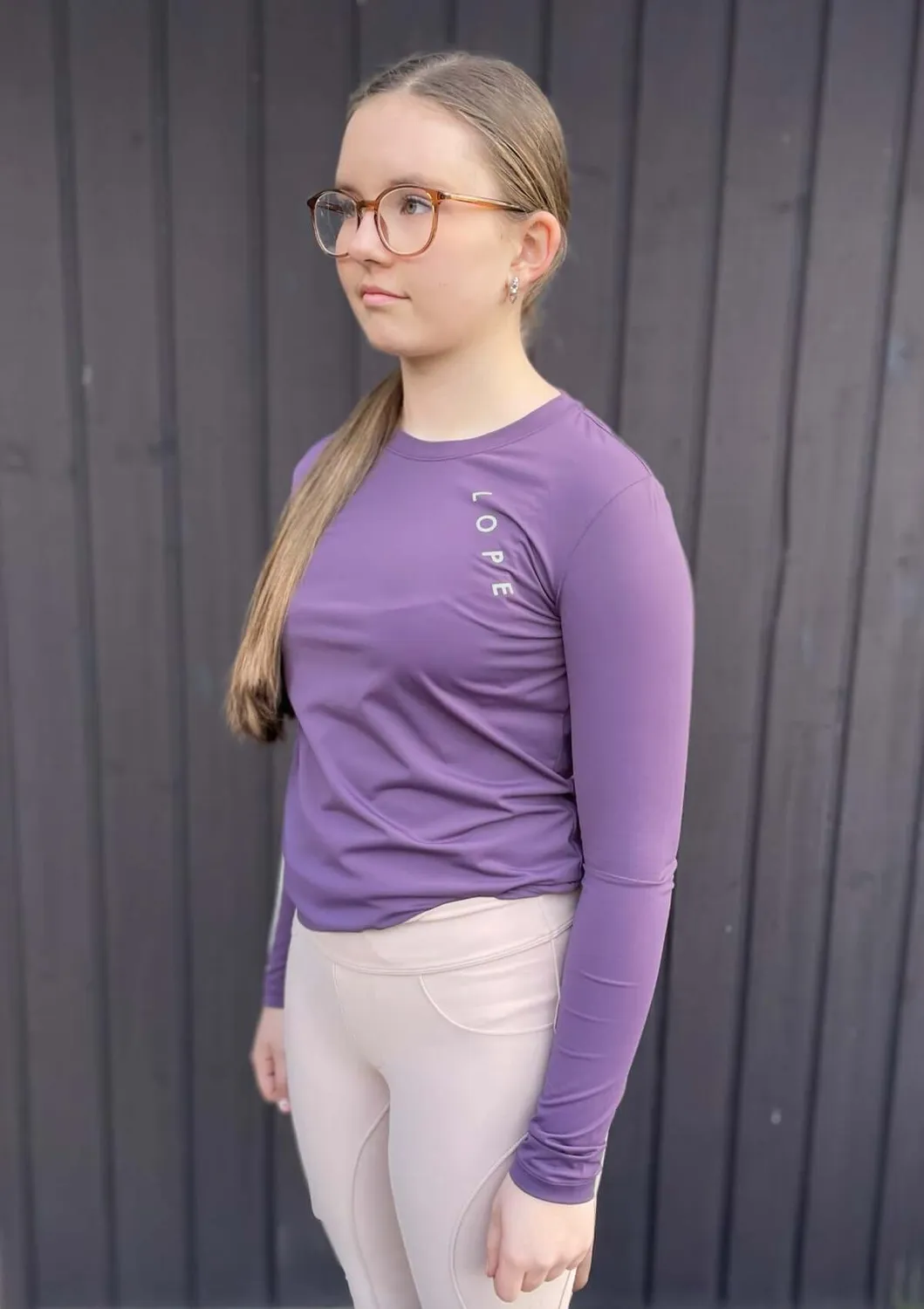 LOPE Liquid Fit langærmet funktionstop lilla junior åndbar
