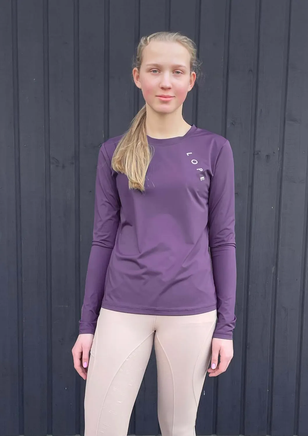 LOPE Liquid Fit langærmet funktionstop lilla junior åndbar
