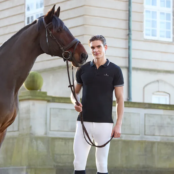 Kingsland Classic poloshirt sort M – bomuld med stræk