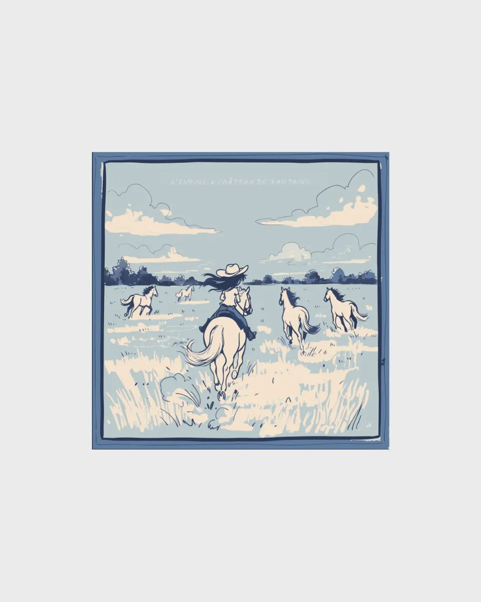 L'Evoine Silk Carré 90 Full Speed Ahead silketørklæde