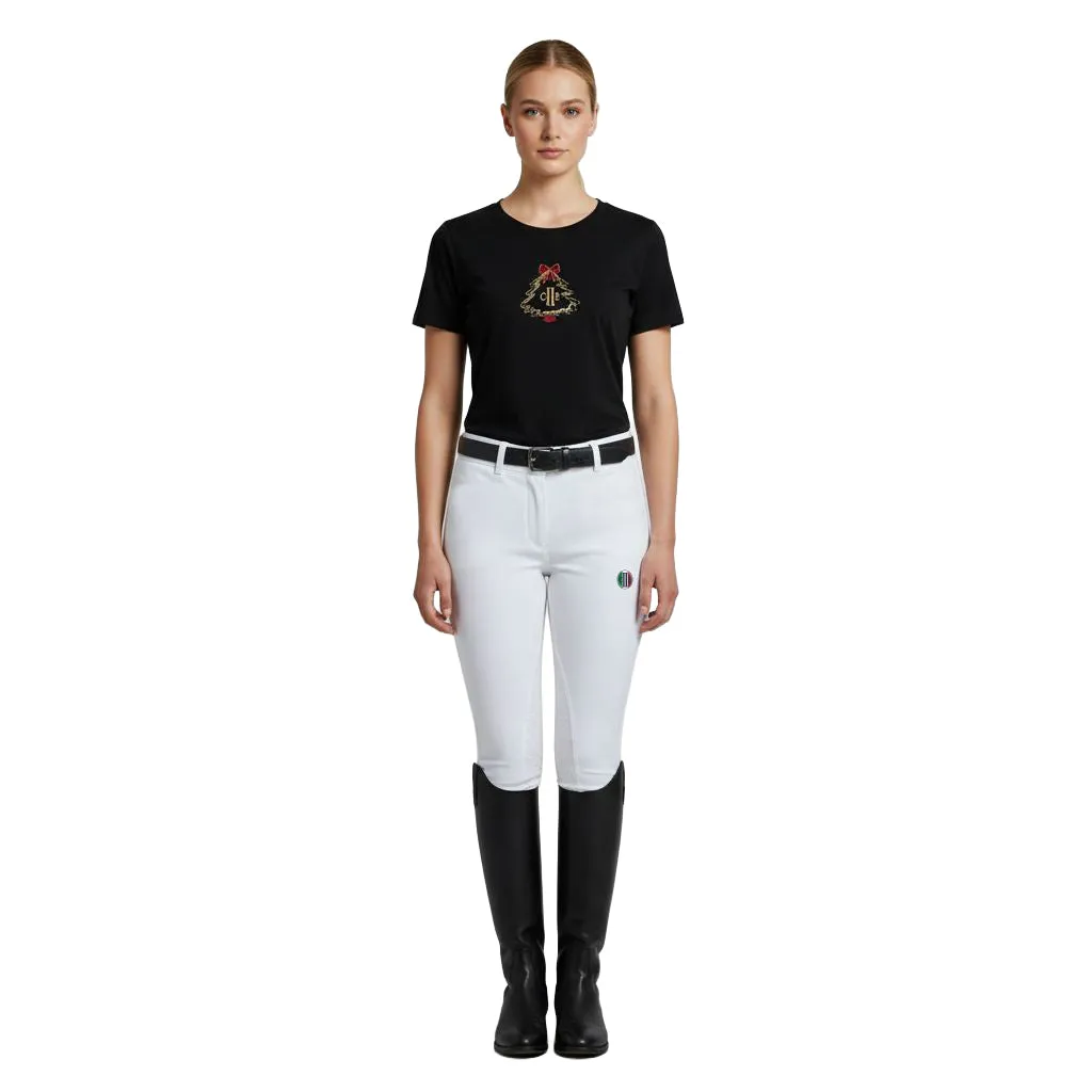 C2E Bucine T-shirt sort dame bomuld broderi