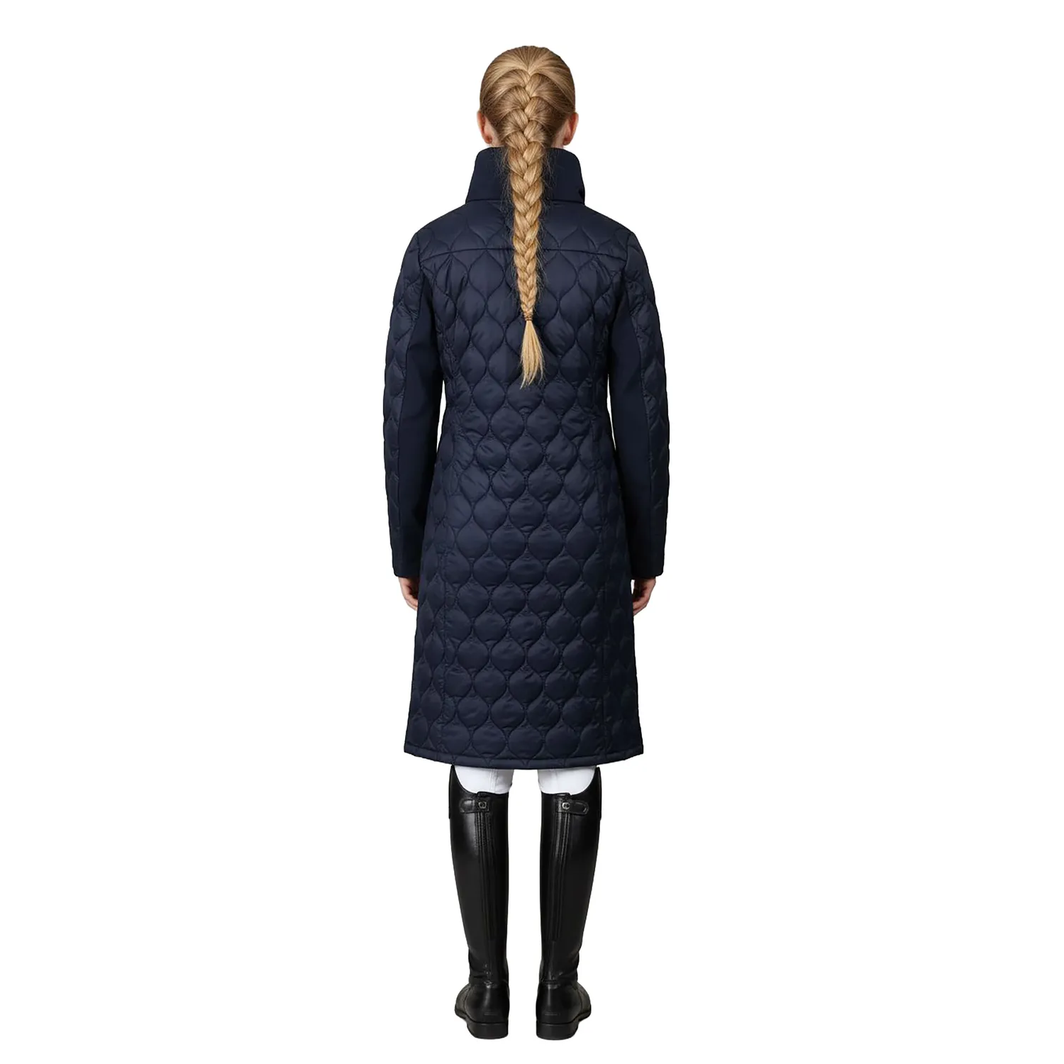 C2E Camarillo quiltet lang frakke navy aftagelig hætte