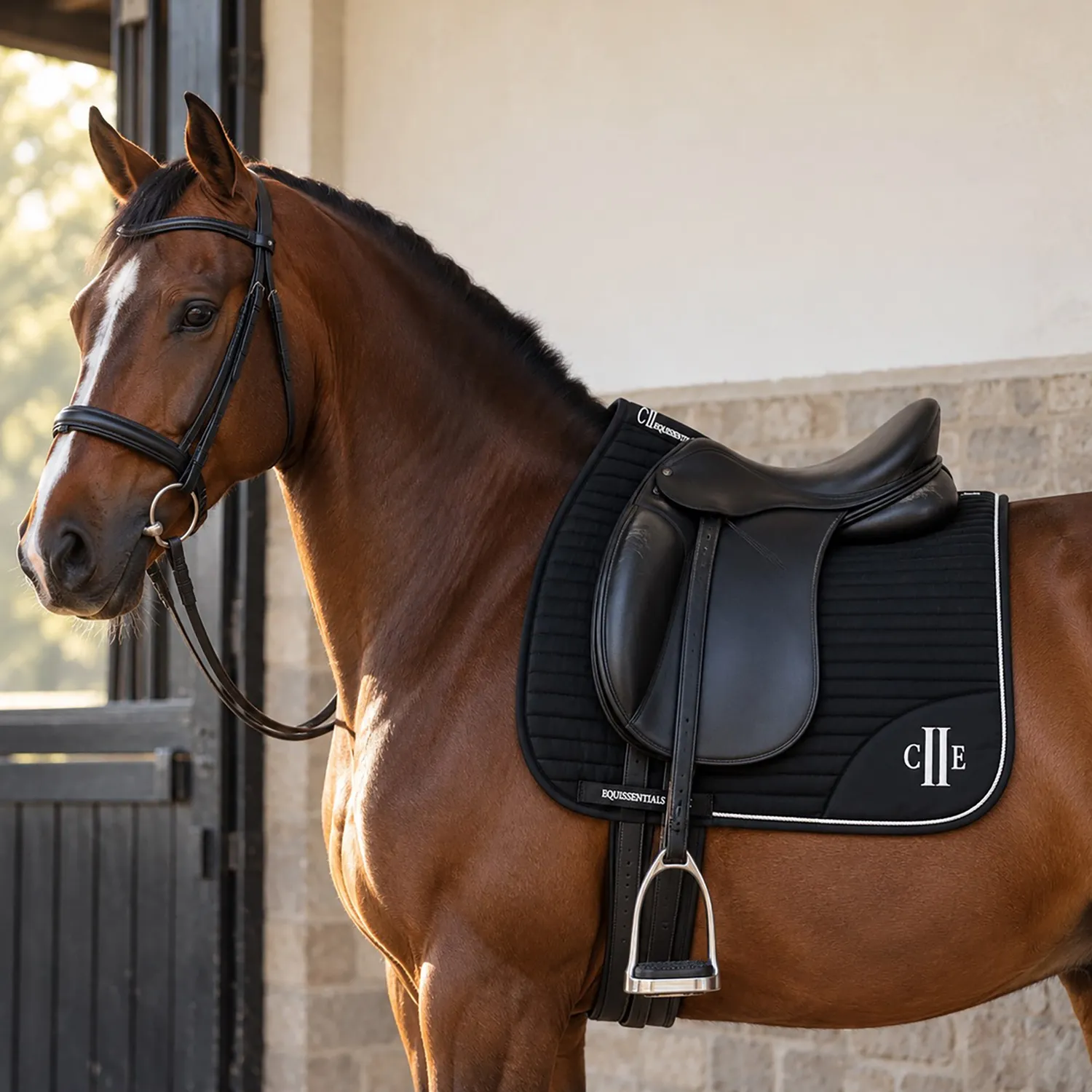 C2E Equestrain Pasadena dressur sadelunderlag sort quiltet