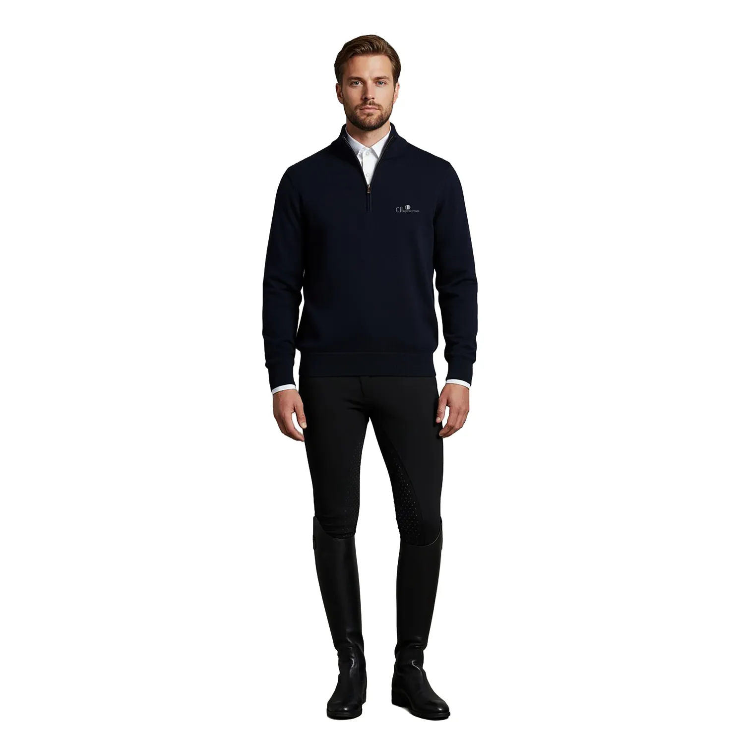 C2E Livermore pullover sort cashmere rullekrave