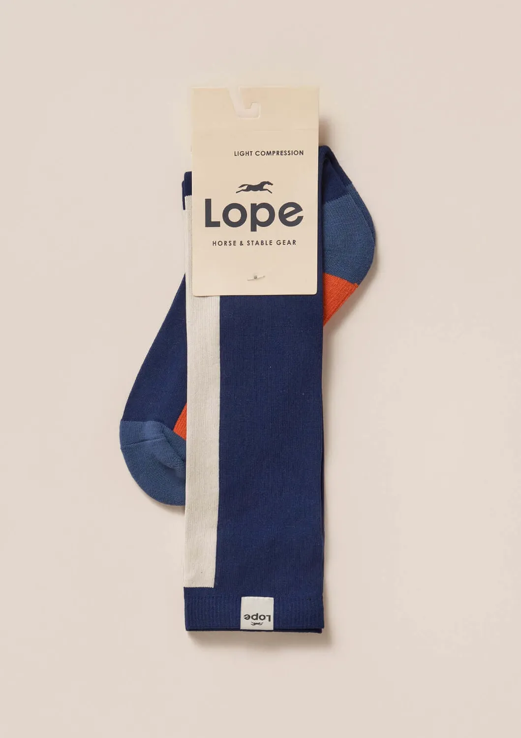 LOPE Just Ride ridestrømper blue block let kompression