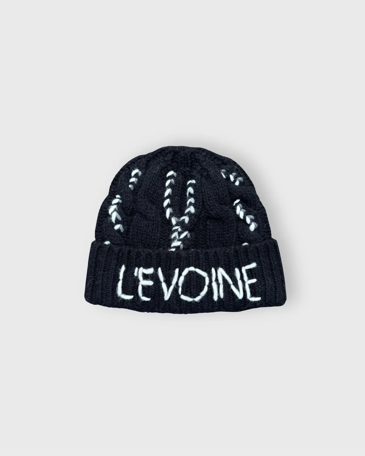 L'Evoine Grace alpak hue noir tyk strik varm