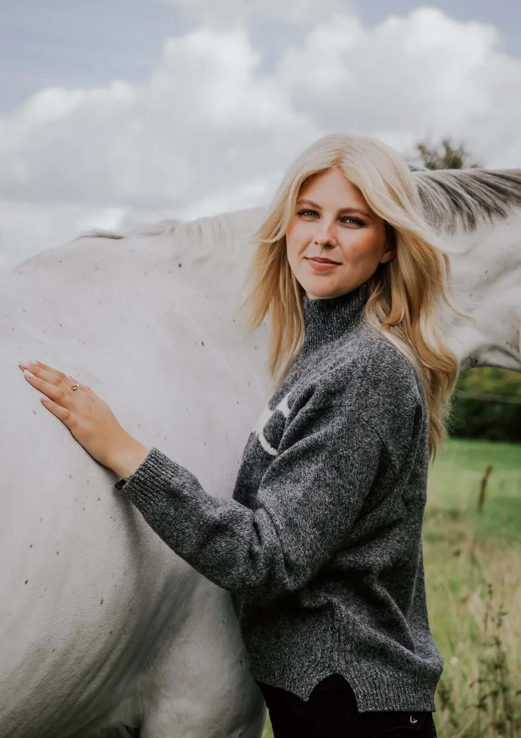 LOPE Wool Polo Knit striktrøje grå melange 100% uld