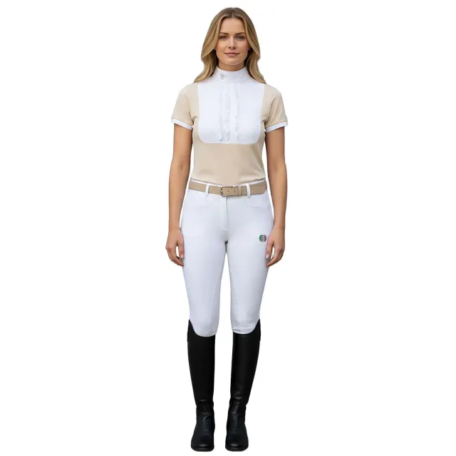 C2E Equestrain Holborn stævnebluse beige strækbar