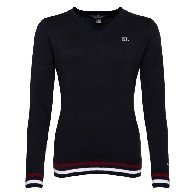Kingsland Classic V-hals striktrøje dame navy bomuld