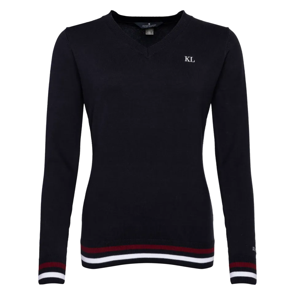 Kingsland Classic V-hals striktrøje dame navy bomuld