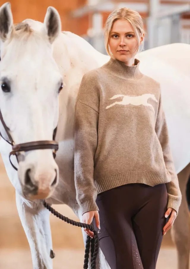 LOPE Wool Polo uldsweater beige melange 100% uld