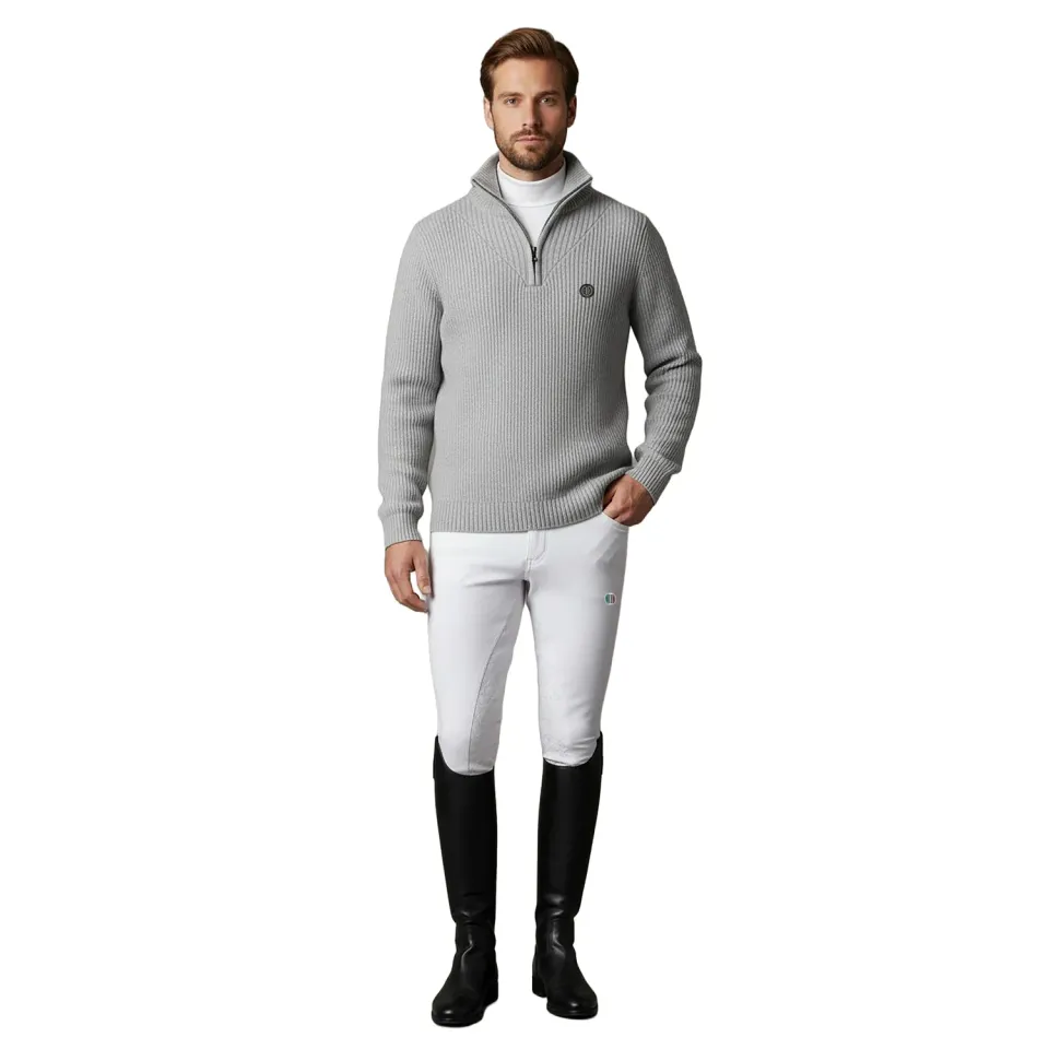 C2E Fremont Zip-neck pullover grå merino varm