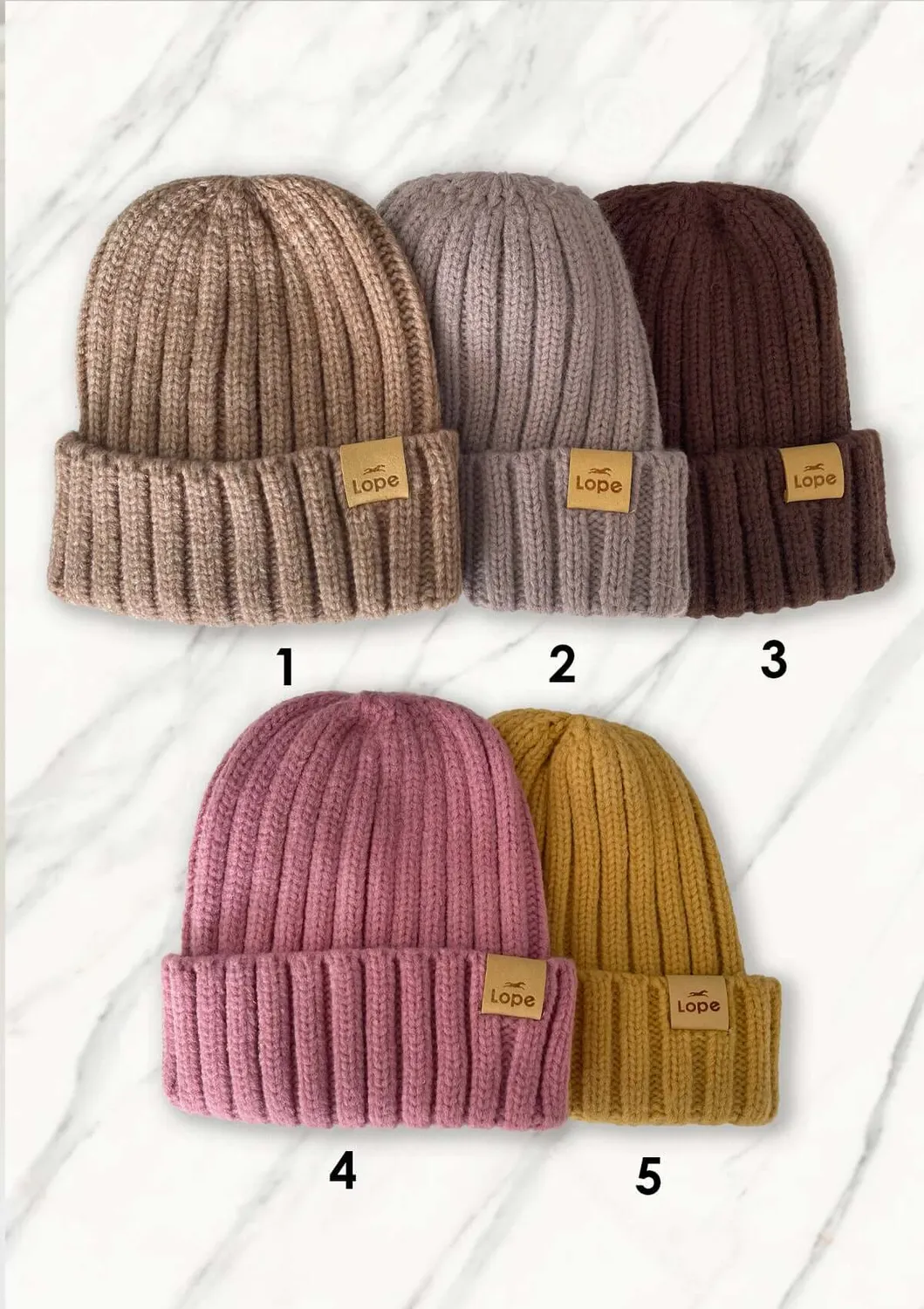 LOPE Cozy beanie sand melange strik one size