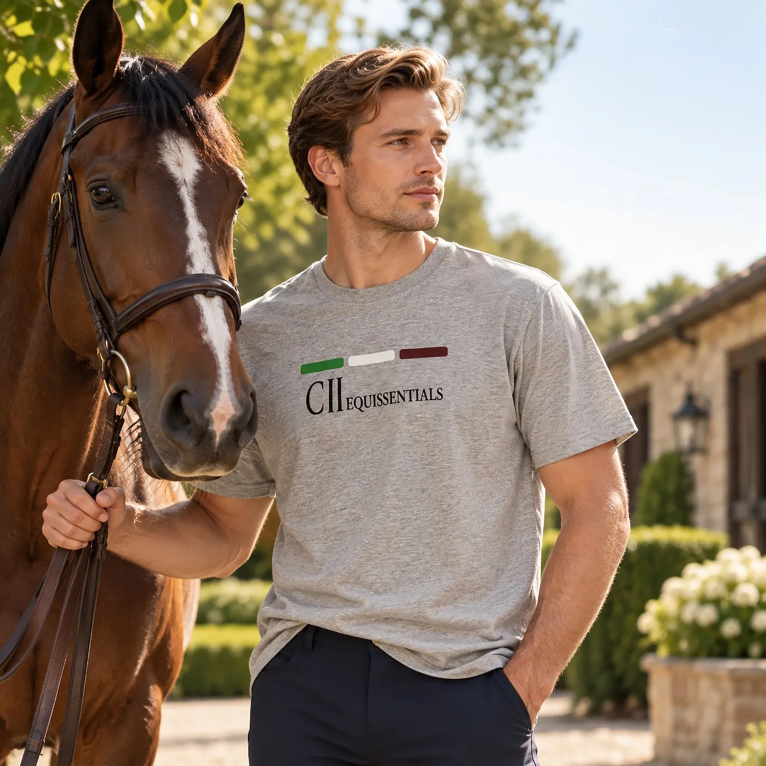 C2E Equestrain Great America t-shirt grå Grey Melange bomuld
