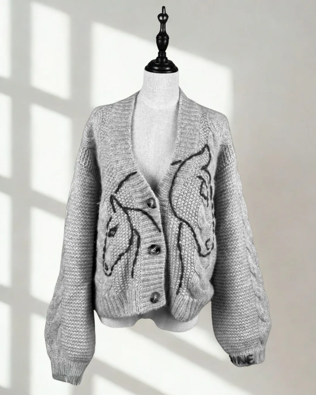 L'Evoine Mare & Foal strikjakke alpaka noir S/M