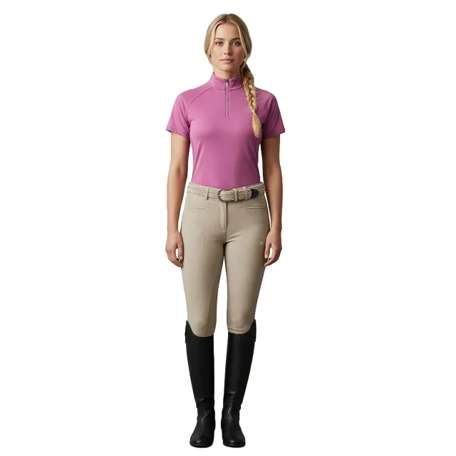 C2E Wembley zip-neck t-shirt spring crocus pink lynlås