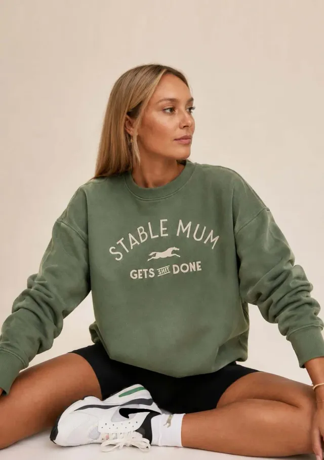 LOPE Stable Mum sweatshirt grøn oversized varm