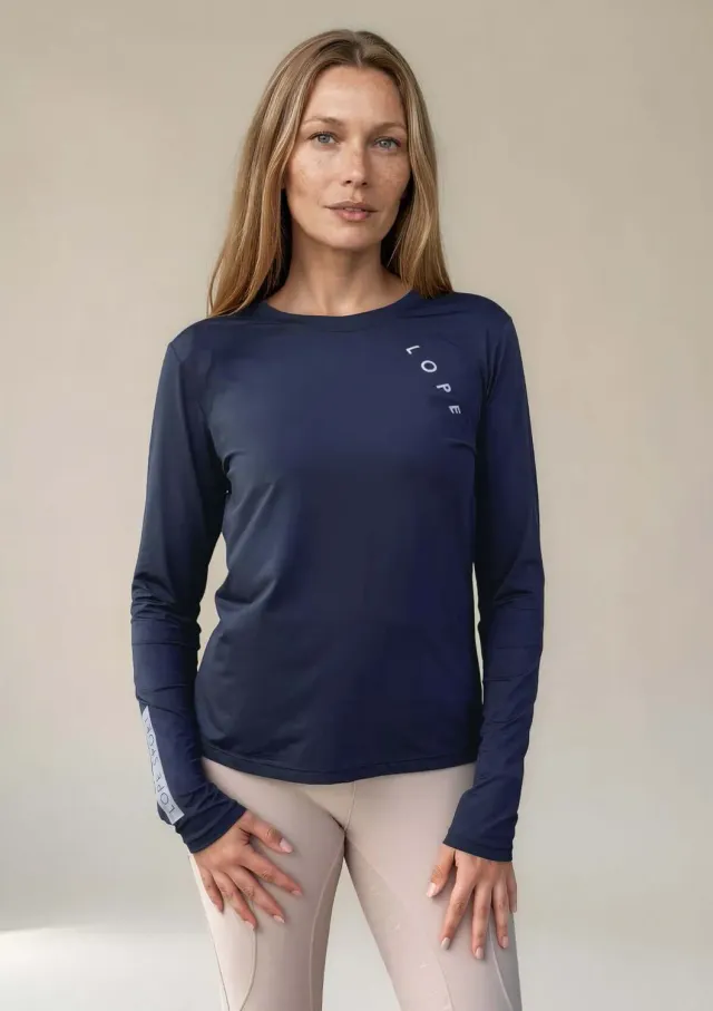 LOPE Liquid Fit langærmet funktionstop navy åndbar