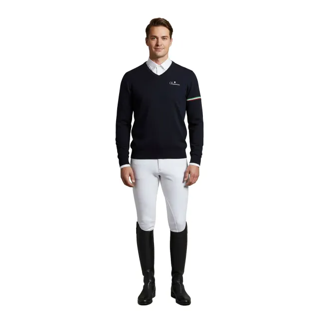 C2E Pleasanton pullover V-hals navy bomuld cashmere