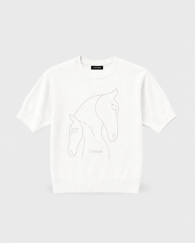 Mare & Foal Tshirt oversized bomuld håndbroderet S