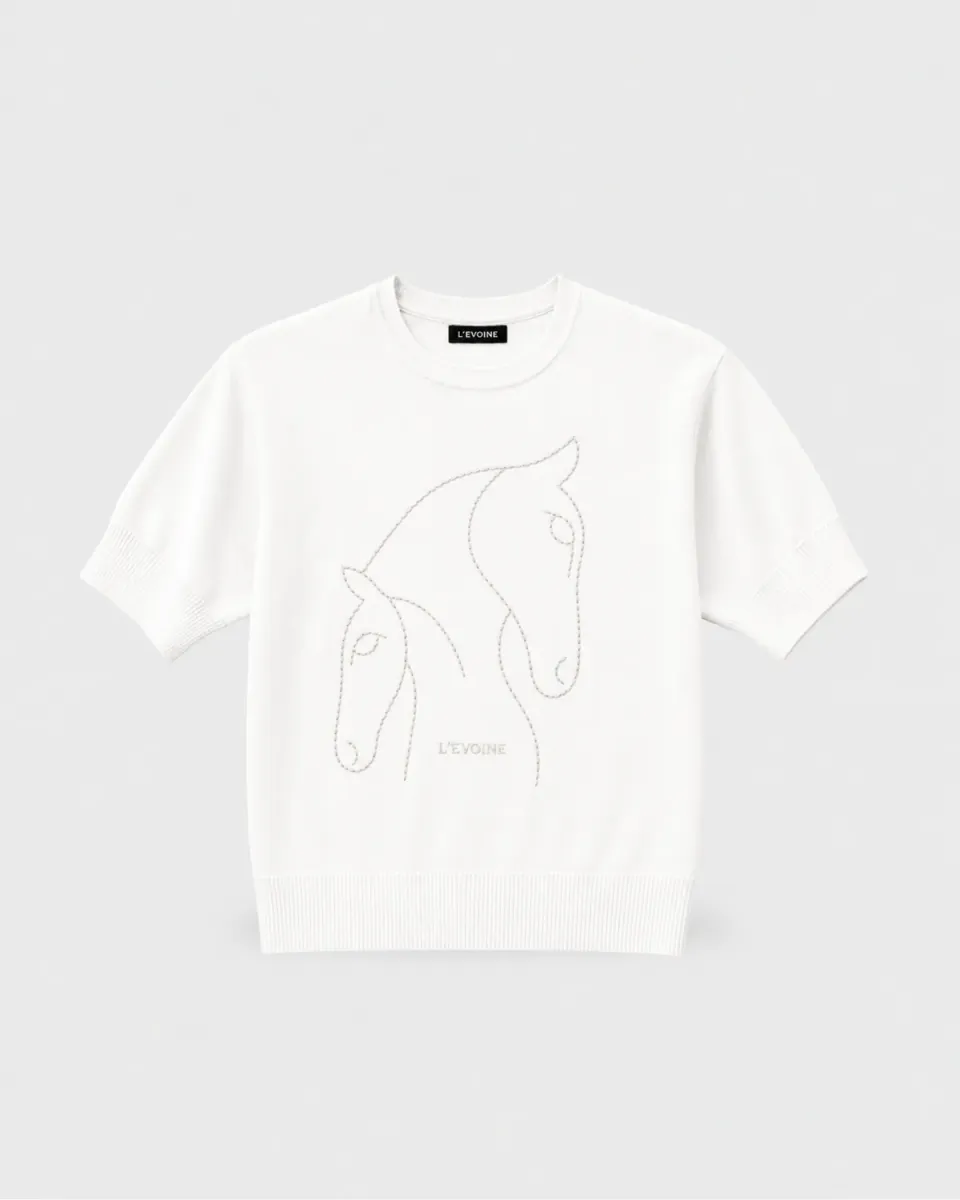 Mare & Foal Tshirt oversized bomuld håndbroderet S