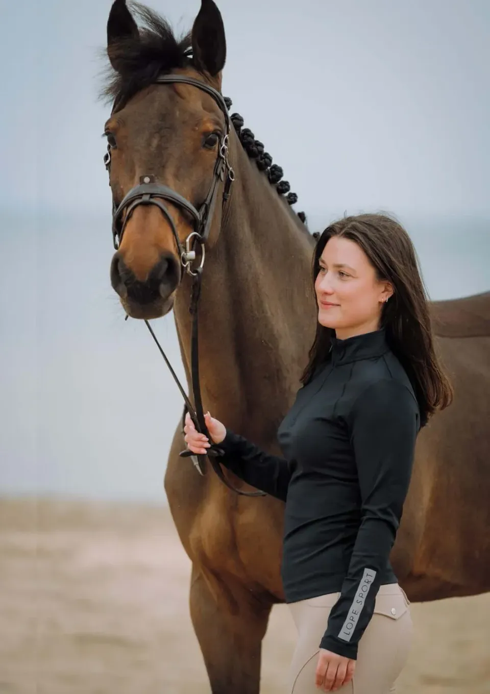 LOPE Sport quarter zip ridetop sort S langærmet